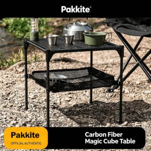 Pakkite Ultra-Light Carbon Fiber Folding Camping Table - Modular IGT Magic Cube Desk for Outdoor Picnic, Overlanding & Backpacking Gear
